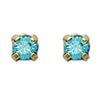 [L1125] - Golden Blue 'Brillants' Gold Plated Earrings - 3 Mm