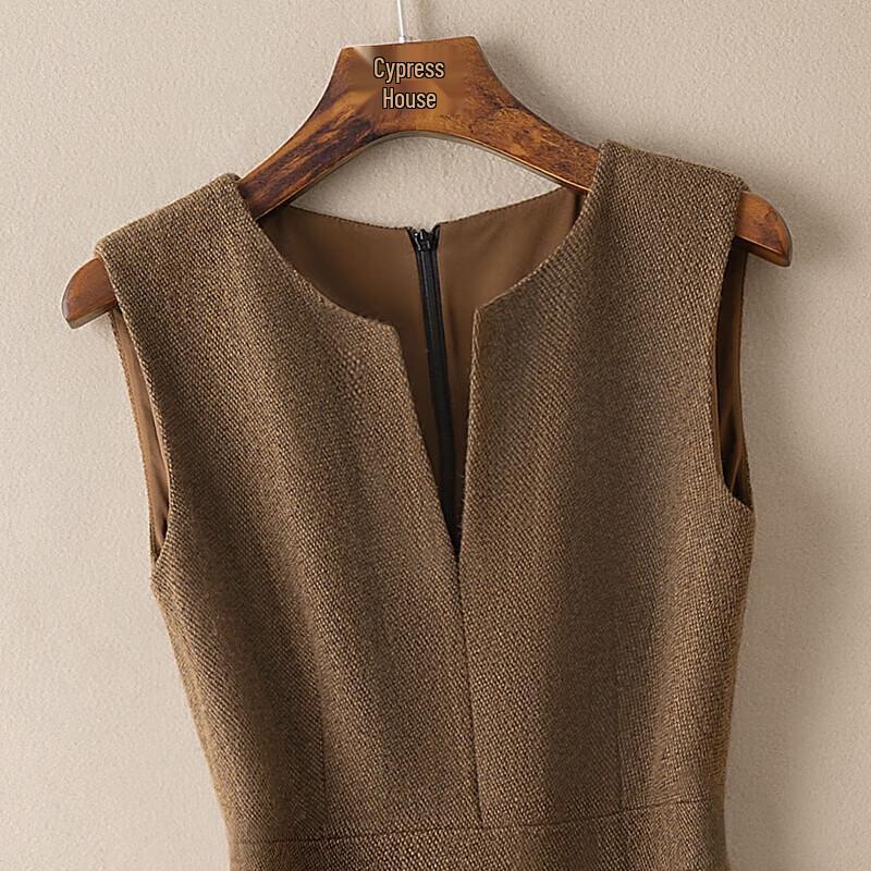 Элегантное женское миди-платье без рукавов из мериносовой шерсти SIBISHE