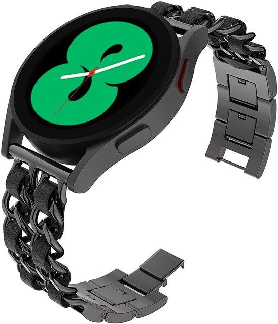 20 мм 22 мм Ремешок для Samsung Galaxy Watch 4/classic/5/6/7/FE/active 2 Кожаный+Металлический звеньевой браслет correa watch 5 Pro 45 мм Ремешок