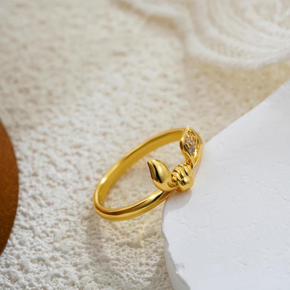 Креативное Милое Кольцо-Кольцо с Ушками Кролика для Женщин Девочек 316l Нержавеющая Сталь Позолоченное Кольца с Цирконами CZ Винтажные Дизайнерские Украшения