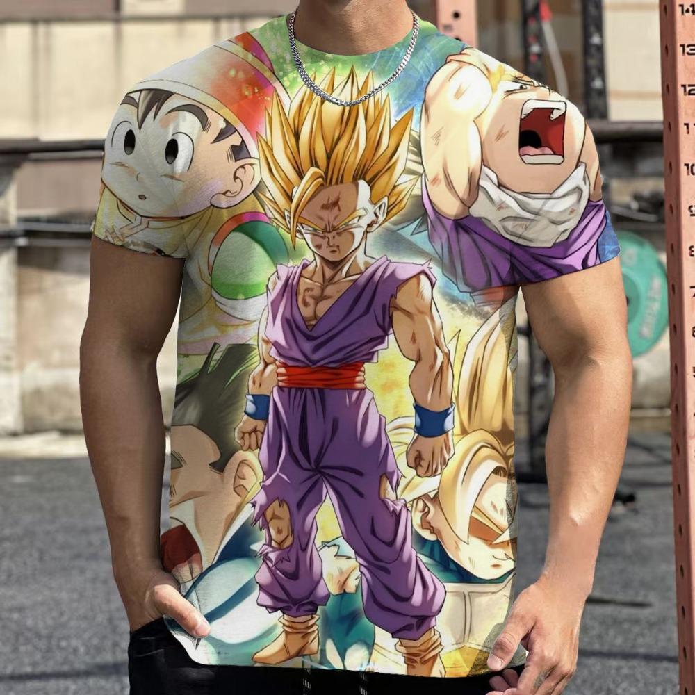 2026 Модная мужская футболка Dragon Ball 3D Харадзюку Летняя с коротким рукавом с круглым вырезом Гоку Вегета Повседневный универсальный топ