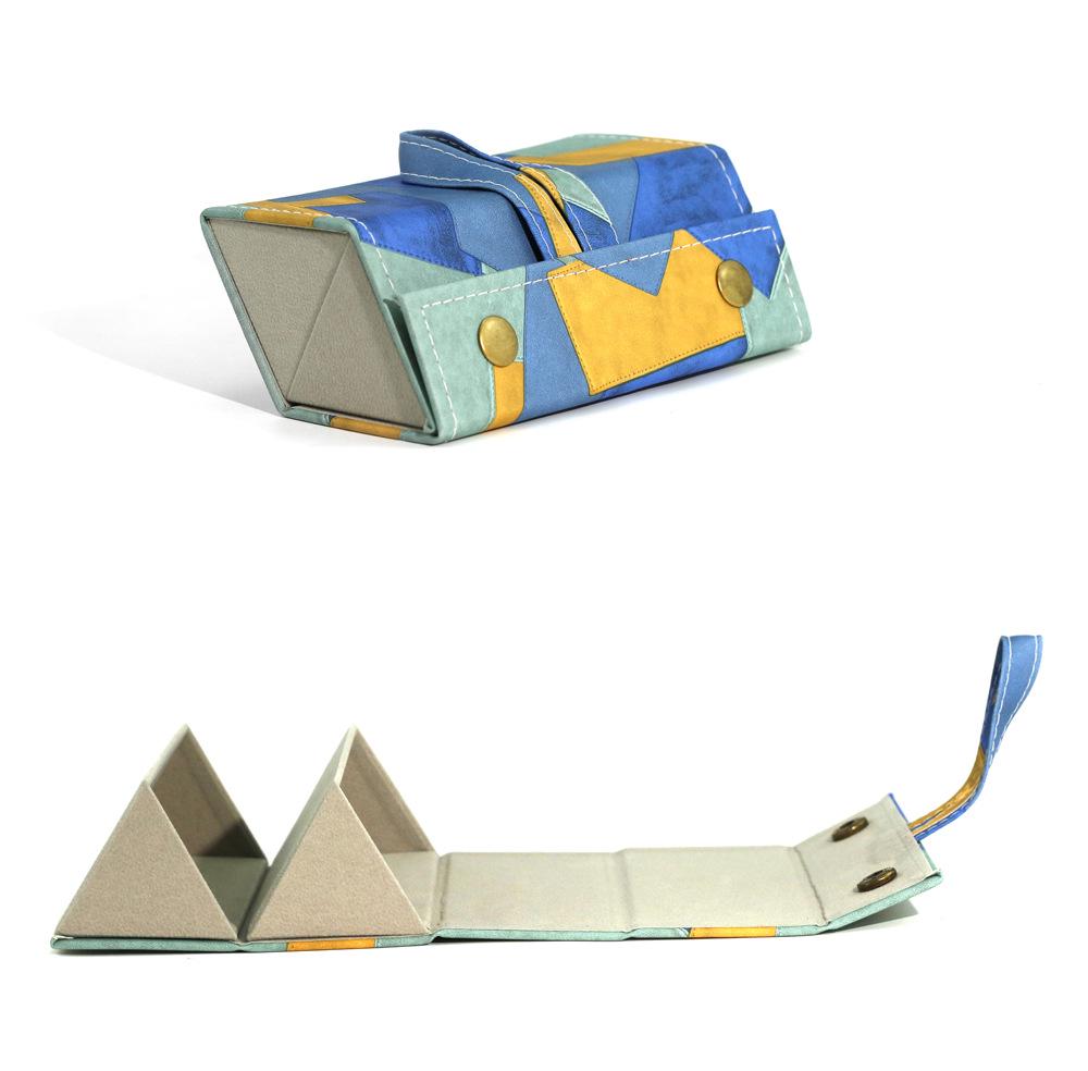 Leather Multi-Compartment Eyeglass & Sunglasses Storage Case, Portable & Foldable with Large Capacity