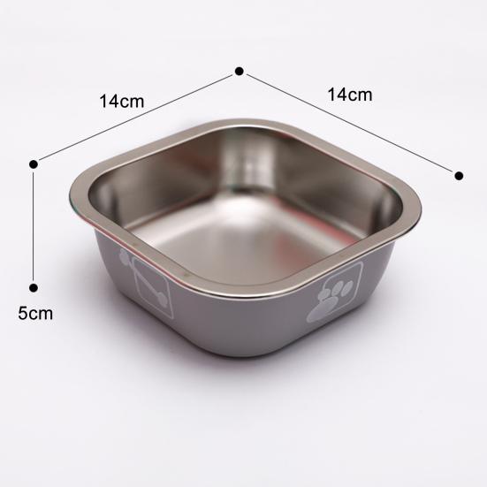 Миска для домашних животных из нержавеющей стали, нескользящая, устойчивая к падению, миска для подачи воды и еды с резиновой основой, устойчивая к укусам