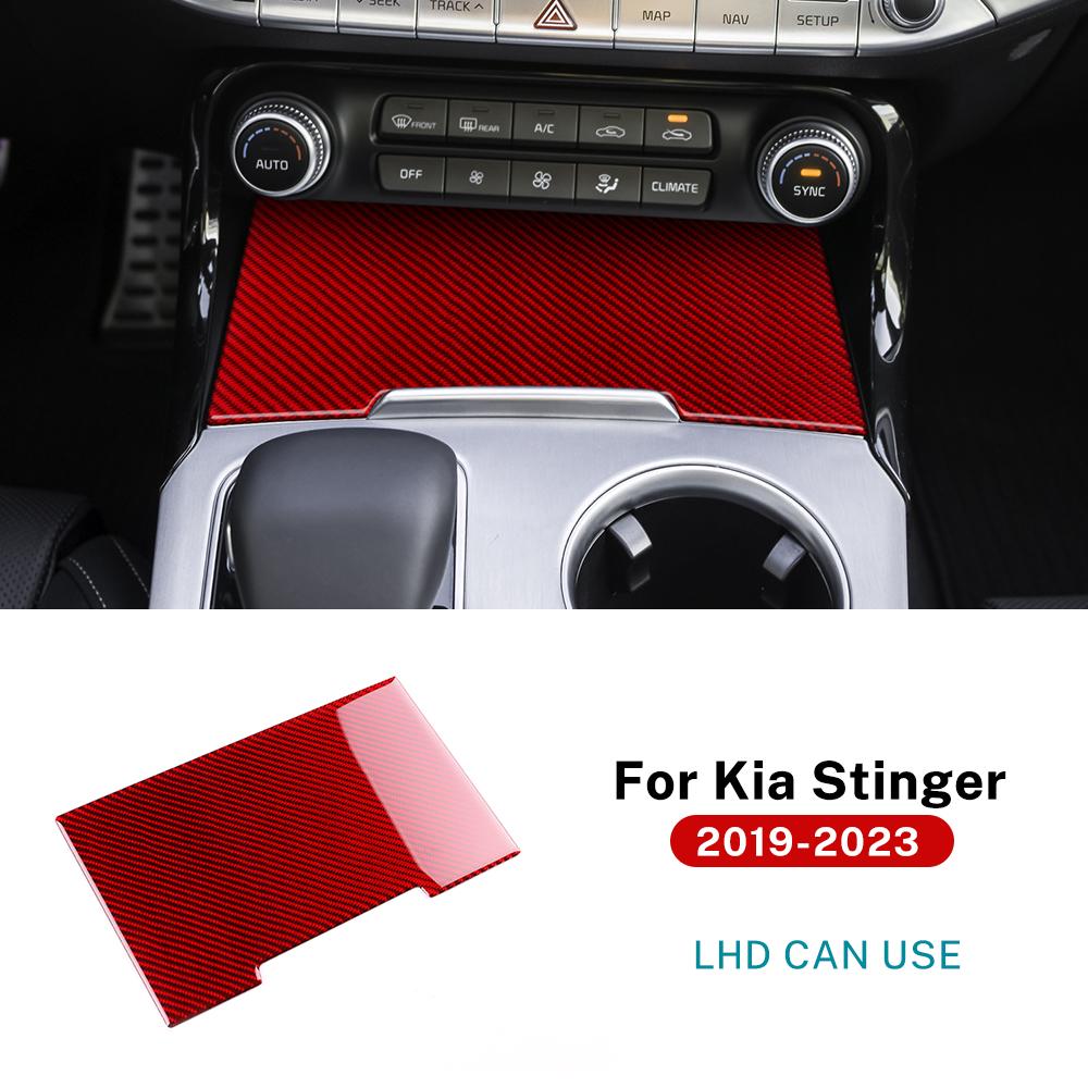 Real Soft Carbon Fiber Sticker For Kia Stinger CK 2019 2020 2021 2022 2023 LHD Car Gear Shift Storage Box Interior Accessories