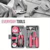 Gift,1 Set 24 In 1 Multifunctional Home Repair Hand Tool Set, Pliers, Tape Measure, Hammer Wrench, Screwdriver, Pink Hardware With Toolbox