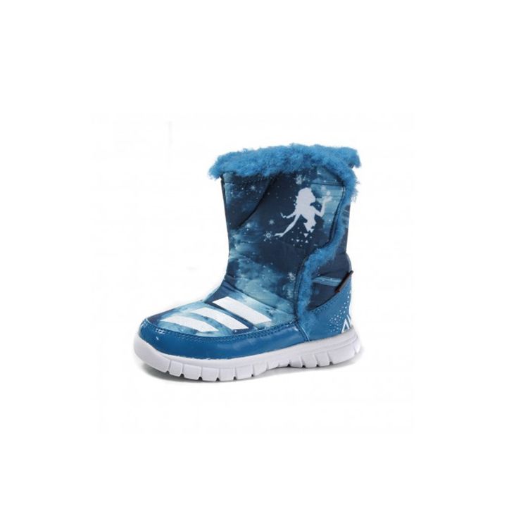 adidas Disney X Холодное сердце Mid I Прочные Теплые Высокие Кроссовки для Ходьбы Детская обувь Синий AQ3656