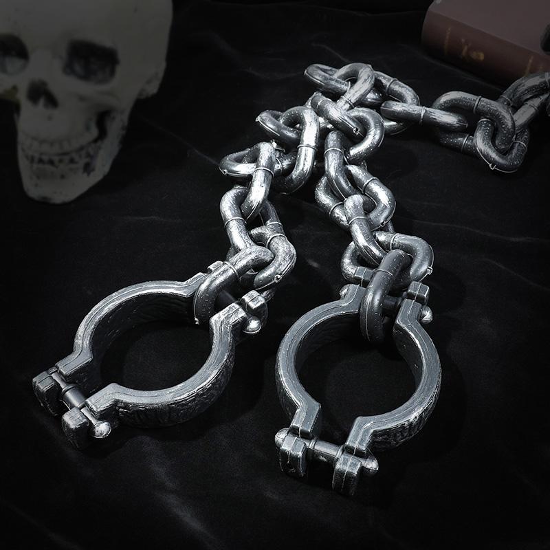 1Set Halloween Fake Chains Haunted House Horror Props Home Decoration Prisoner Costume Cosplay Accessories Plastic Link Chains