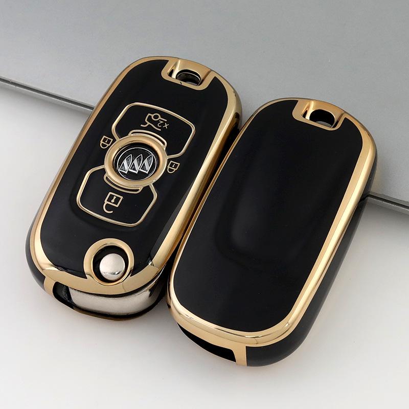 Складной чехол для ключа с золотой окантовкой для Buick Verano, GL6, Encore GX, Excelle