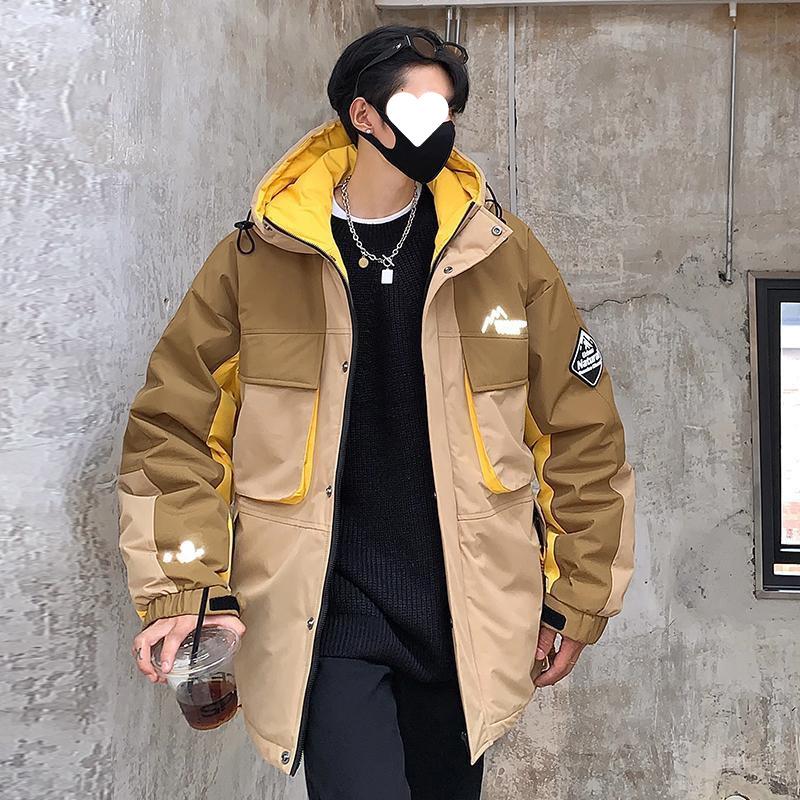 Зимняя куртка-пуховик мужская большого размера с капюшоном куртка Plus Fat Plus Size Loose Workwear 90 куртка-пуховик