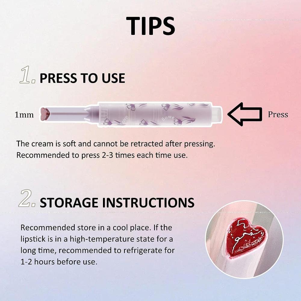 Желеобразная губная помада, тонированный тающий бальзам для блеска, блеск для губ в форме сердца, пятно для губ, длительное увлажнение, высокая пигментация