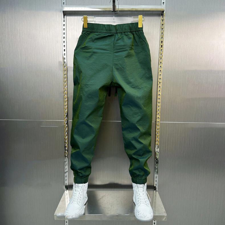 Мужские быстросохнущие гаремные брюки облегающего кроя: Цветовой блок, Эластичная талия, Повседневный летний стиль