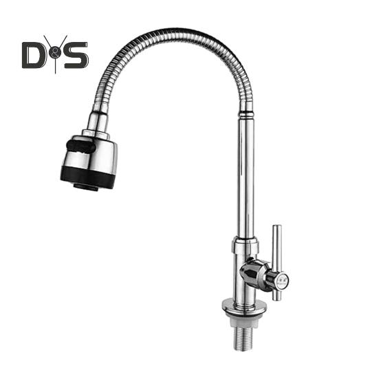 Смеситель для кухонной мойки, вращающийся на 360 градусов, универсальный, простой в установке, с одним отверстием и одной ручкой, для холодной воды, кухонный кран