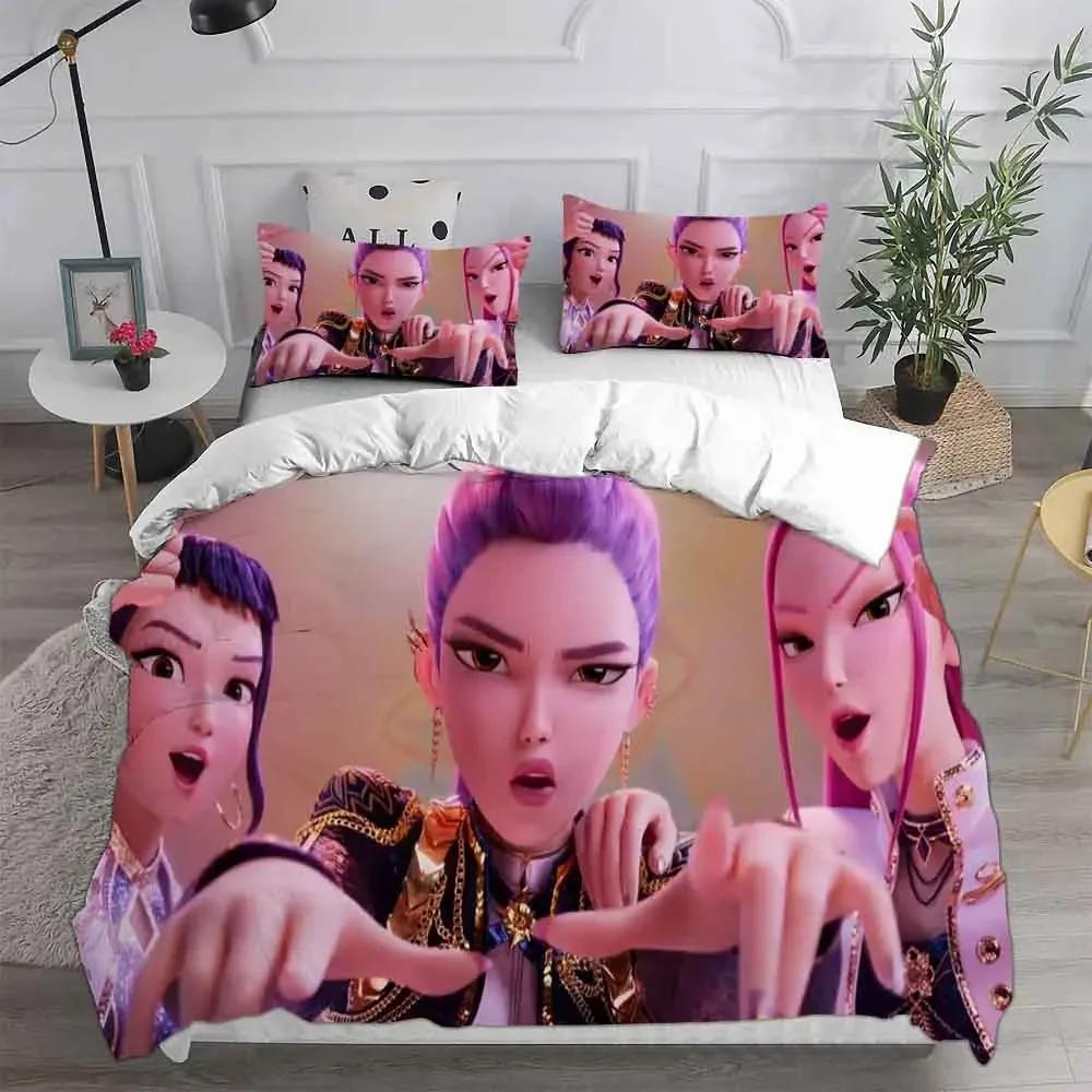 KPop D-Demon Hunters EU Single Halloween Costume Bedding Set - 2-3 Piece Comforter Quilt Duvet Cover Pillow Case Sets