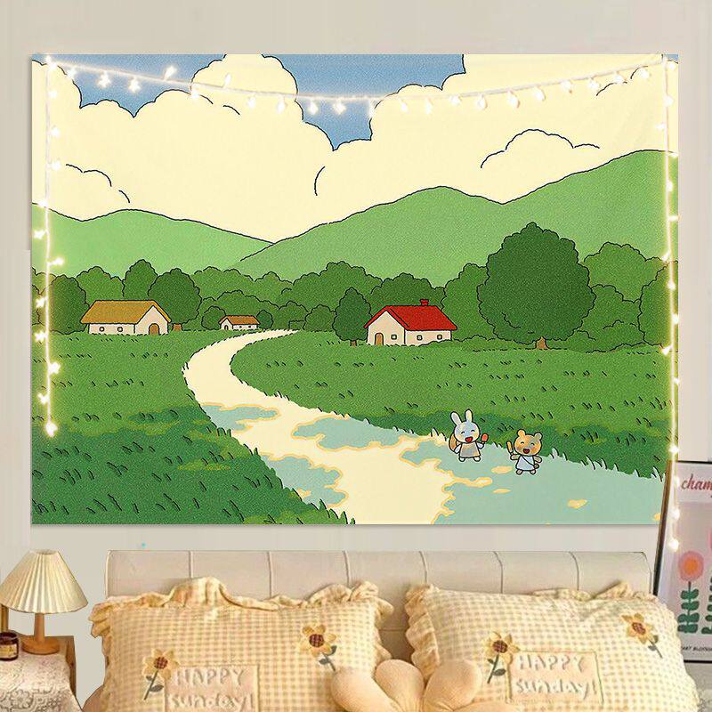 Cute Cartoon Wall Tapestry Healing Decor Unique Art Hanging Cloth for Bedroom Living Room Decor