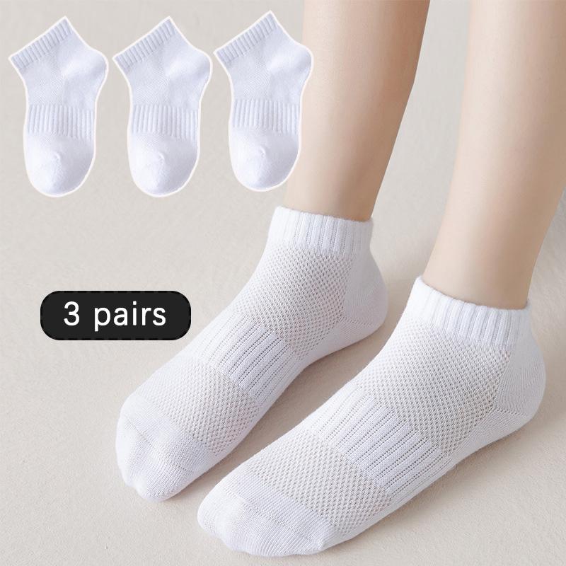 3 пары тонких носков-лодочек однотонной расцветки для мальчиков и девочек, летние сетчатые дышащие детские короткие носки 2-12 лет, детские спортивные носки до щиколотки