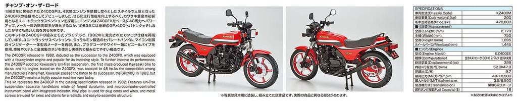Aoshima Bunka Kyozaisha The Bike Series Kawasaki KZ400M Z400GP 1982 года, пластиковая модель 1/12 № 17