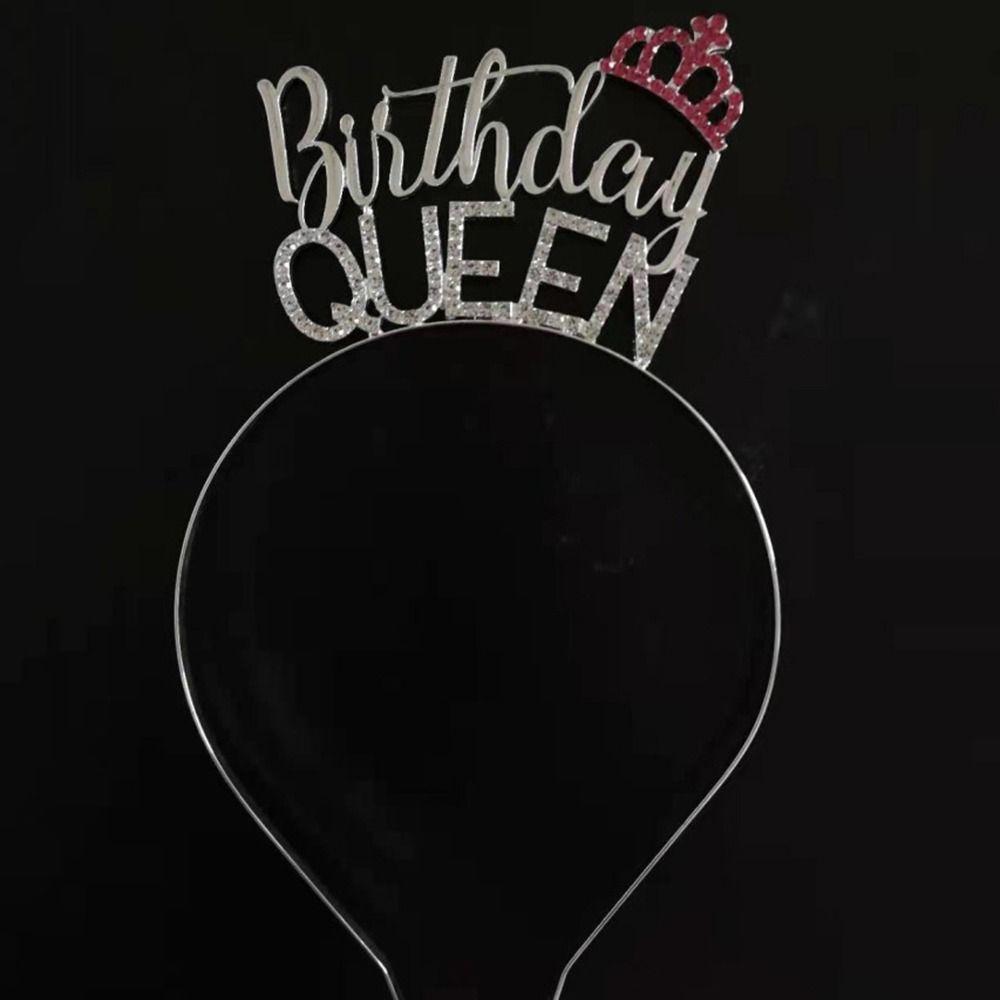 Tiara Zinc Zinc Alloy Hairband Letter Birthday Hair Hoop Female Jewelry Crown Birthday Queen Headband
