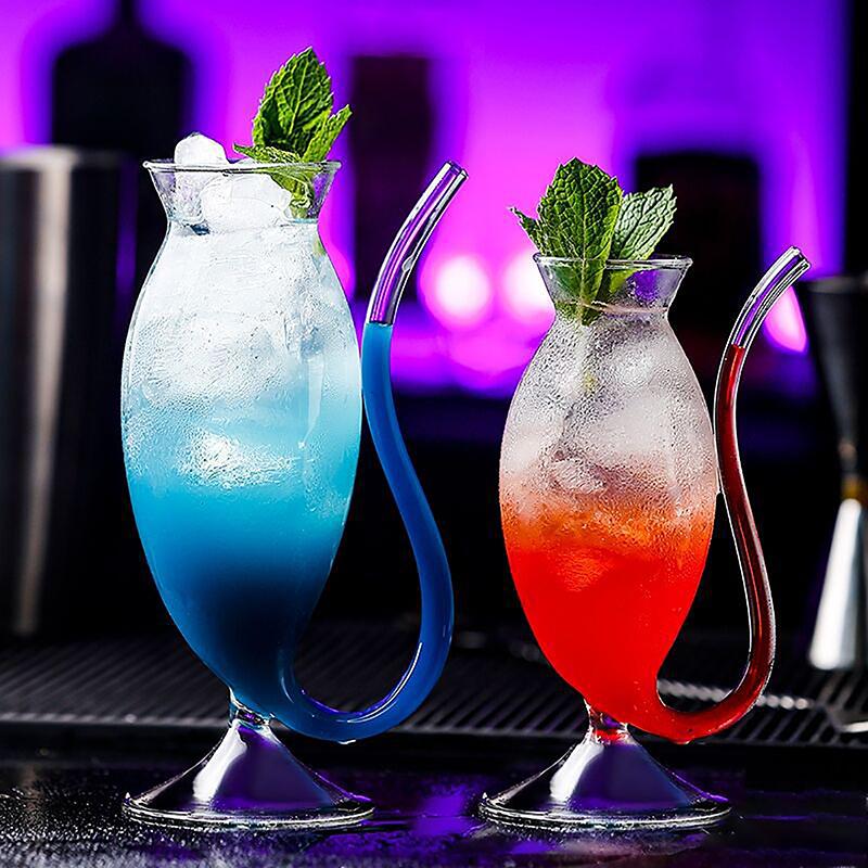 Wine Whiskey Glass Heat Resistant Sucking Juice Milk Drinking Tube Straw Cup Creative Wine Glass High Quality Glass Cup