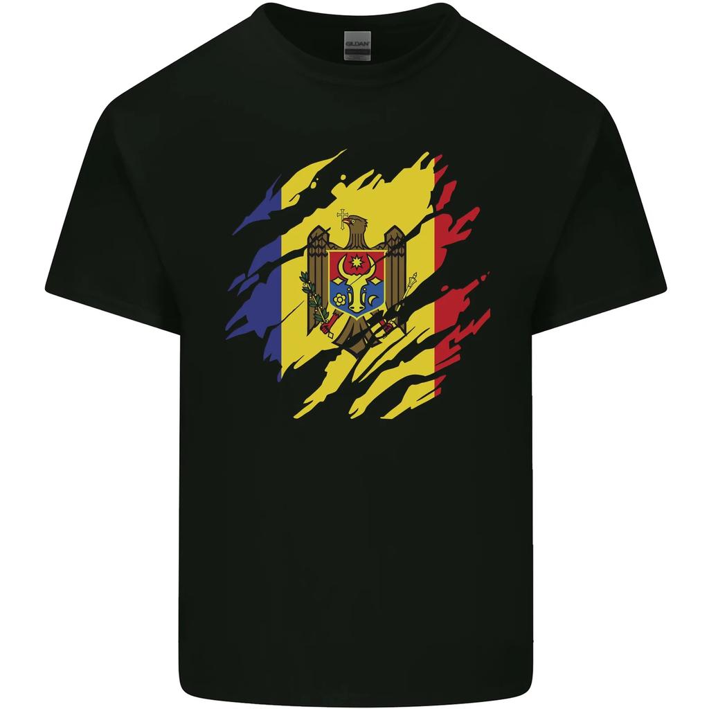 Torn Moldova Flag Moldovan Day Football Kids T-Shirt Childrens