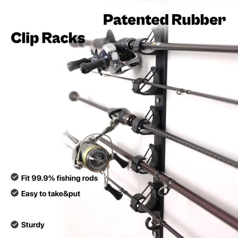 Вертикальная/Горизонтальная Подставка-Держатель для Удилищ Вешалка Вмещает 6 Удилищ Настенные Органайзеры для Хранения Стенд для Выставки