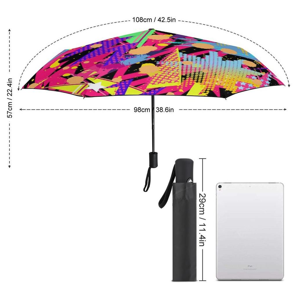 1 шт. Автоматический зонт с ветроустойчивой технологией и водоотталкивающей поверхностью для путешествий, с граффити-дизайном