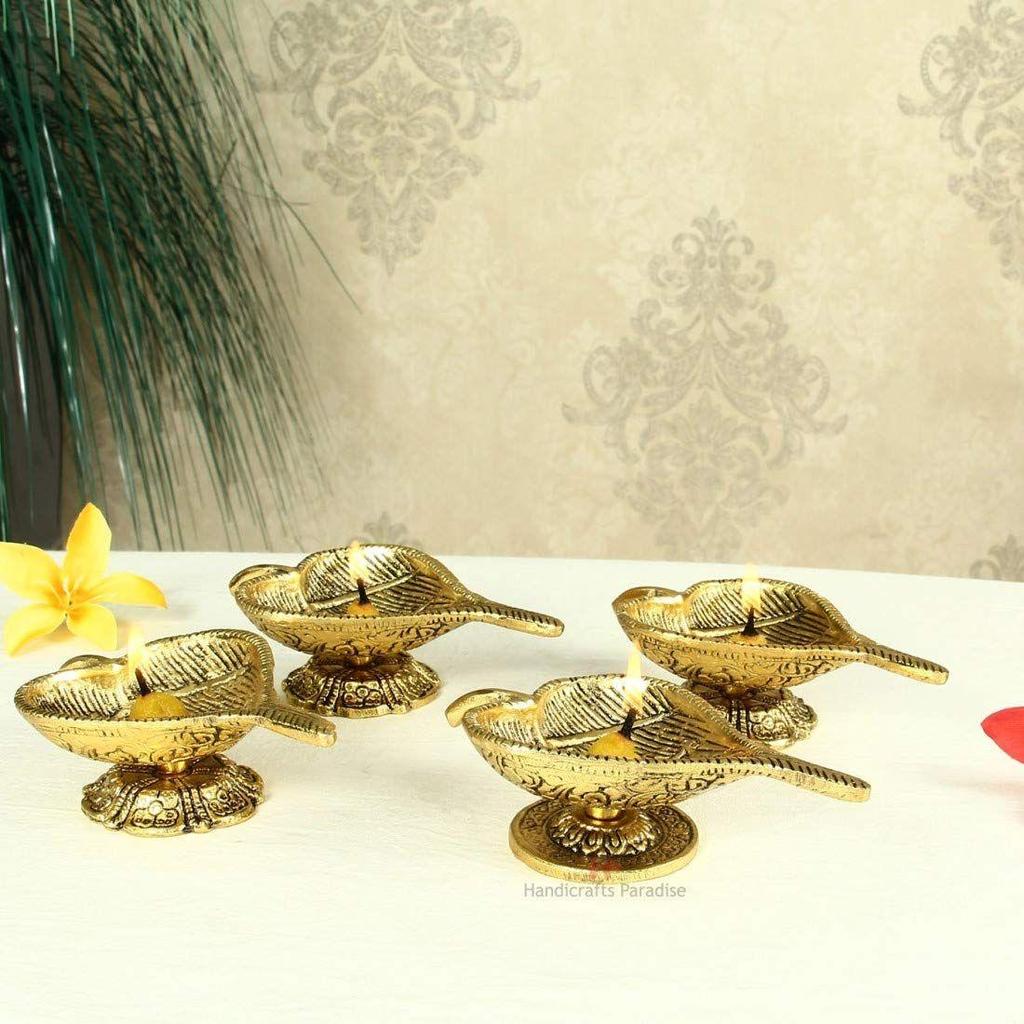 Metal Diya (5.5 X 3 X 1.75 Inch, Gold)"