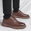 Derby Leather Men Shoes Outdoor Fashion Chunky Lace Up Retro Dress Shoes Men Busines Office Casual Party Wedding Shoes Man