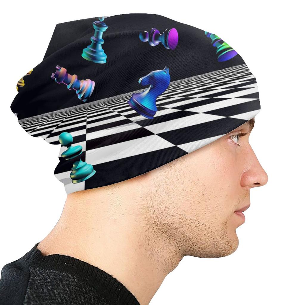 Chess Design Autumn Female Warm Beanies Double Used Casual Bonnet Hats