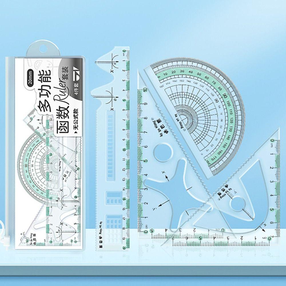 4 шт. Наборы по математике Чертежный набор Многофункциональный набор Линейка Портативная треугольная линейка Студент
