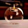 Round Globe Clear Glass Tea Light Holder with Random Color Tea Light for Home Party Decoration