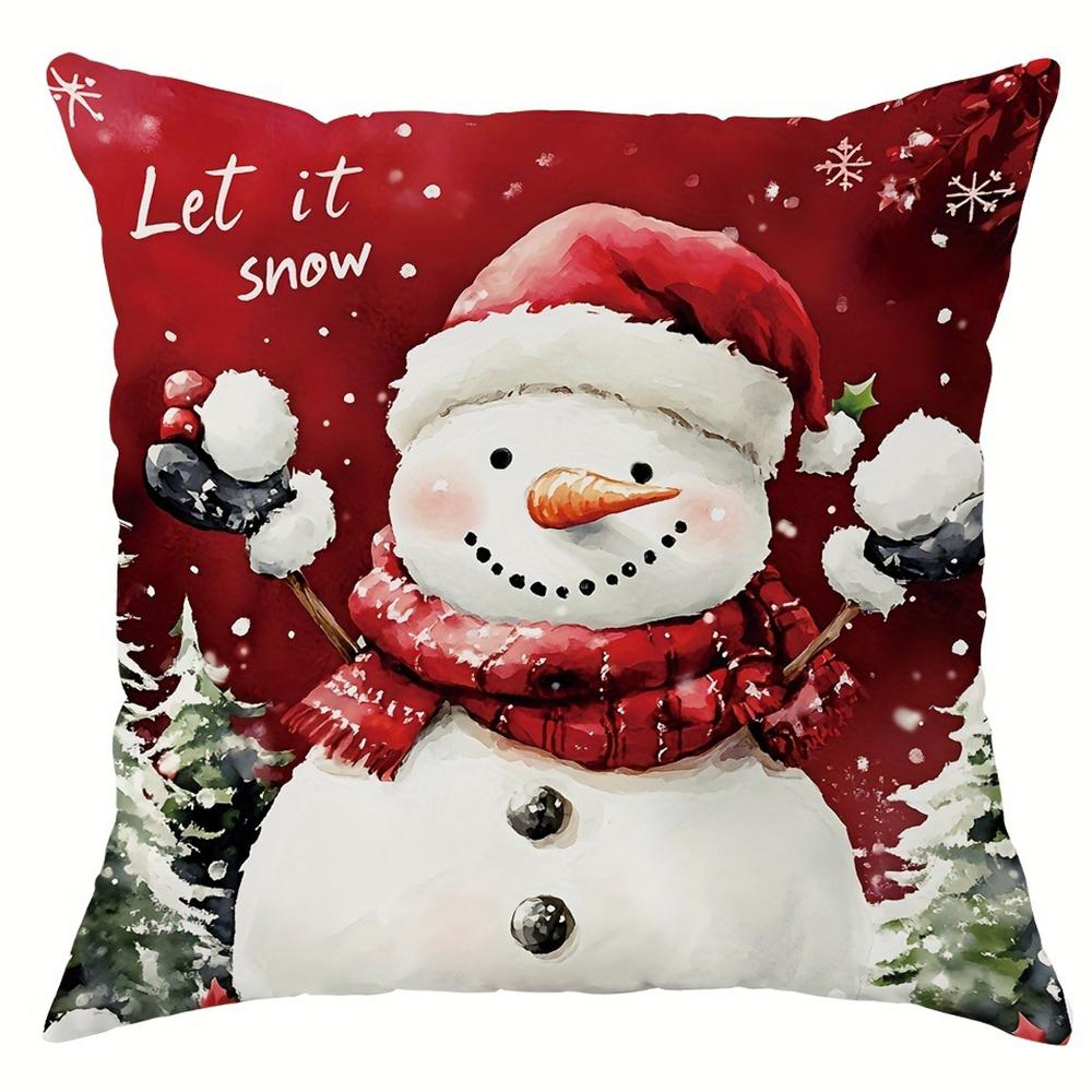 Christmas Decoration Pillow Cover Snowman Santa Claus Christmas Tree Pattern Living Room Sofa Cushion Suite Room Home Decoration