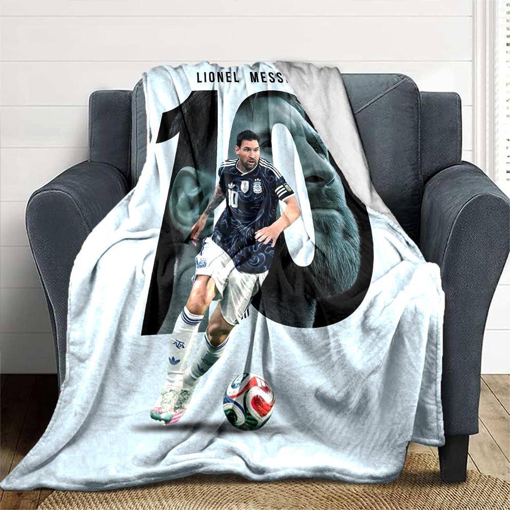 Football Messi Blanket Comfortable Great for Sofa Office Chair Livingroom All-Season Use Modern Style Birthday Christmas Gift Blanket