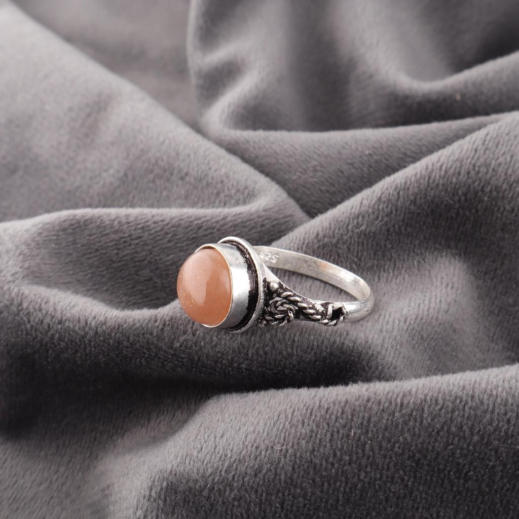 Peach Moonstone Gemstone Jewelry, 925 Solid Sterling Silver Ring, Handmade Gorgeous Silver Ring, For Wedding Gift