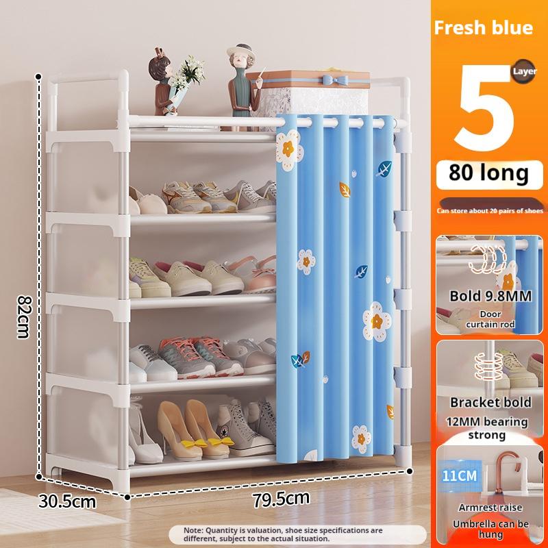 Полка для обуви, органайзер для обуви, синяя ткань, пылезащитный шкаф для обуви, экономящий место, настенная угловая полка для хранения вещей в гостиной