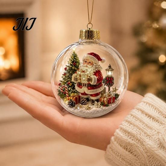 Decorative Ornaments for Home Christmas Story Ornament, Acrylic Hanging Angel Santa Claus Festive Party Supplies Candy House Designs, Ball Shape