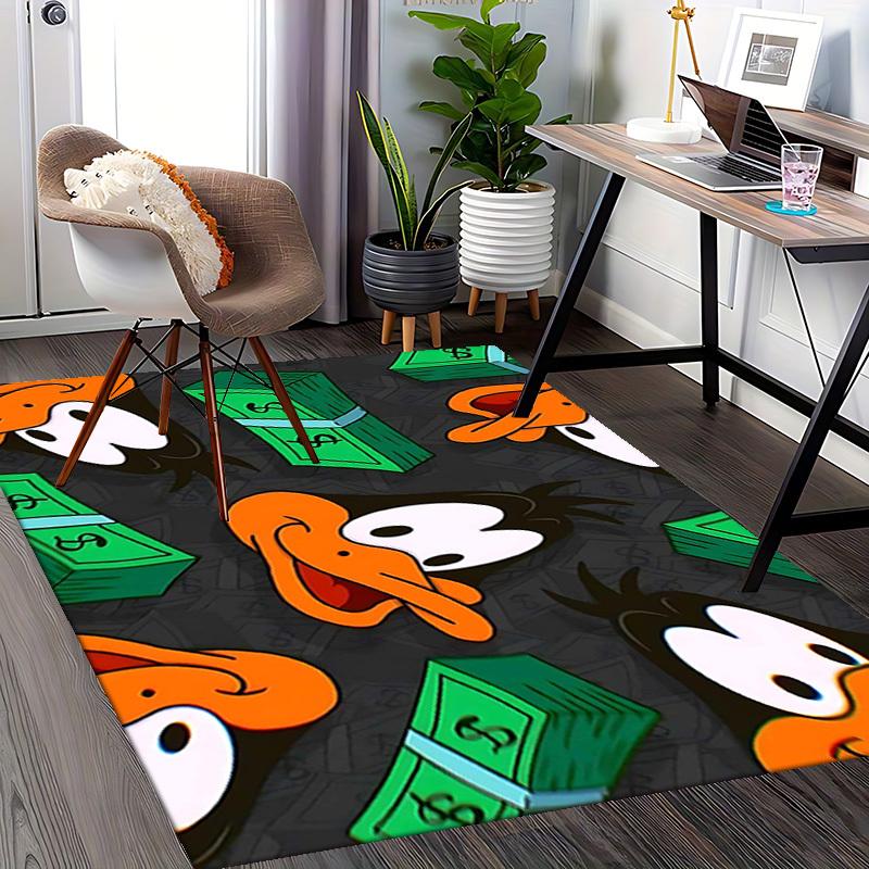 1pc Daffy Duck & Money Stack Anime Cartoon Design Office Chair Mat, Non-Slip Carpet for Home Decor, Suitable for All Seasons, Ideal Gift for Fans.A063