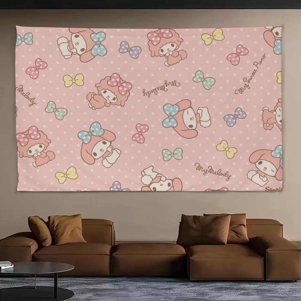 Cute Kawaii Cartoon MMy MMelody Tapestry Background Hanging Cloth Bedroom Room Decor Aesthetic Tapestry Wall Party