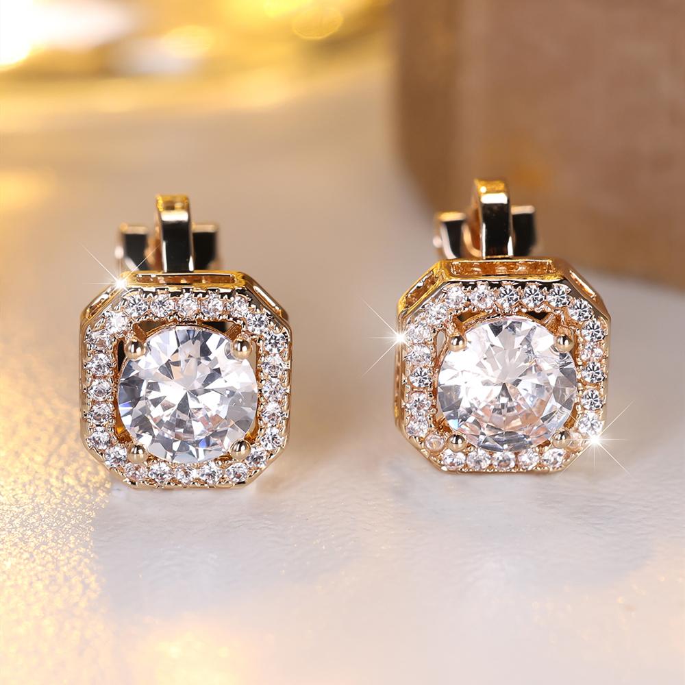 1 пара круглых циркониевых клипс для ушей для женщин и девочек, модные золотые квадратные непроколотые клипсы для ушей