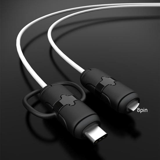 2Pcs Silicone Charging Cable Protective Case Anti-break Data Line Cord Protector Winder Cover Sleeve Cable Wrap for iPhone for Android for Type-C