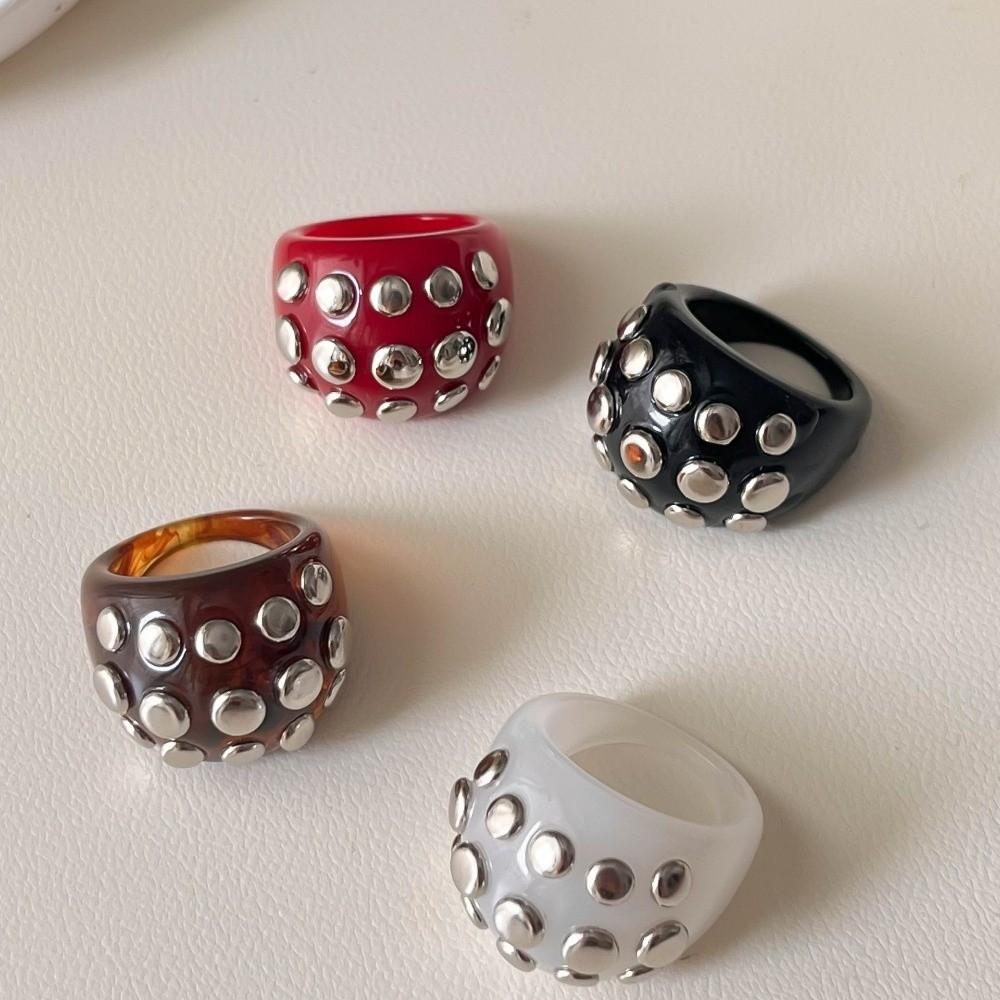 Thick Irregular Riveted Ring Chunky Resin Rings Vintage Geometric Ring Women