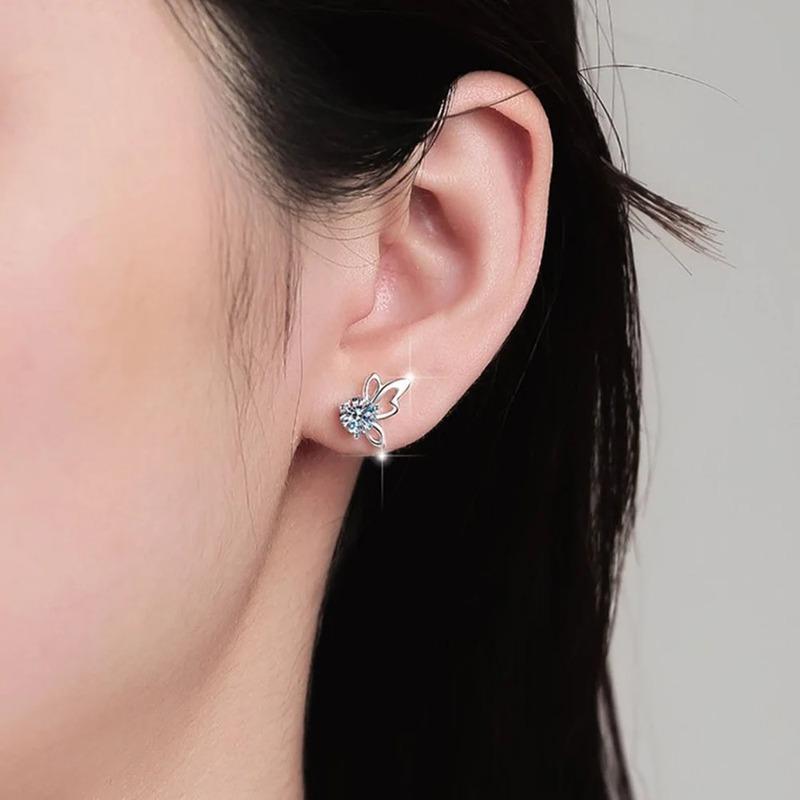 Серьги-пусеты 'Бабочка' из стерлингового серебра 925 пробы с муассанитом цвета D для женщин, на свадьбу, годовщину, вечеринку, с цирконием, изящный ювелирный подарок