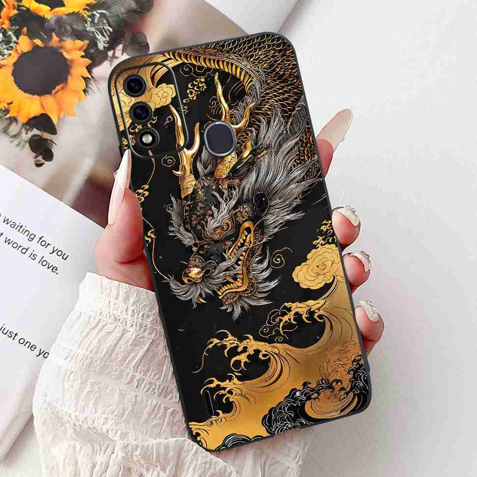 For Itel A48 6.1" Case Fashion Painting Soft Silicone TPU Black Cover For ITEL A48 itel a48 Popular Design Flowers Phone Cases