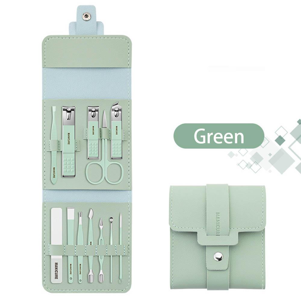 Portable Nail Clippers Nail Clippers Pedicure Tools Scissors Ear Spoon Set Folding Bag 12-16 / Set