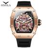 ONOLA Роскошные Мужские Часы с Автоматическим Механизмом Rose Gold, Модные с Циферблатом «Черный Воин», Водонепроницаемые Механические Часы для Мужчины, Лучший Подарок
