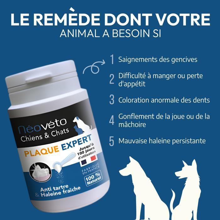 PLAQUE EXPERT - Néovéto - Poudre de soins dentaires - Anti tartre - Haleine fraîche - 60g