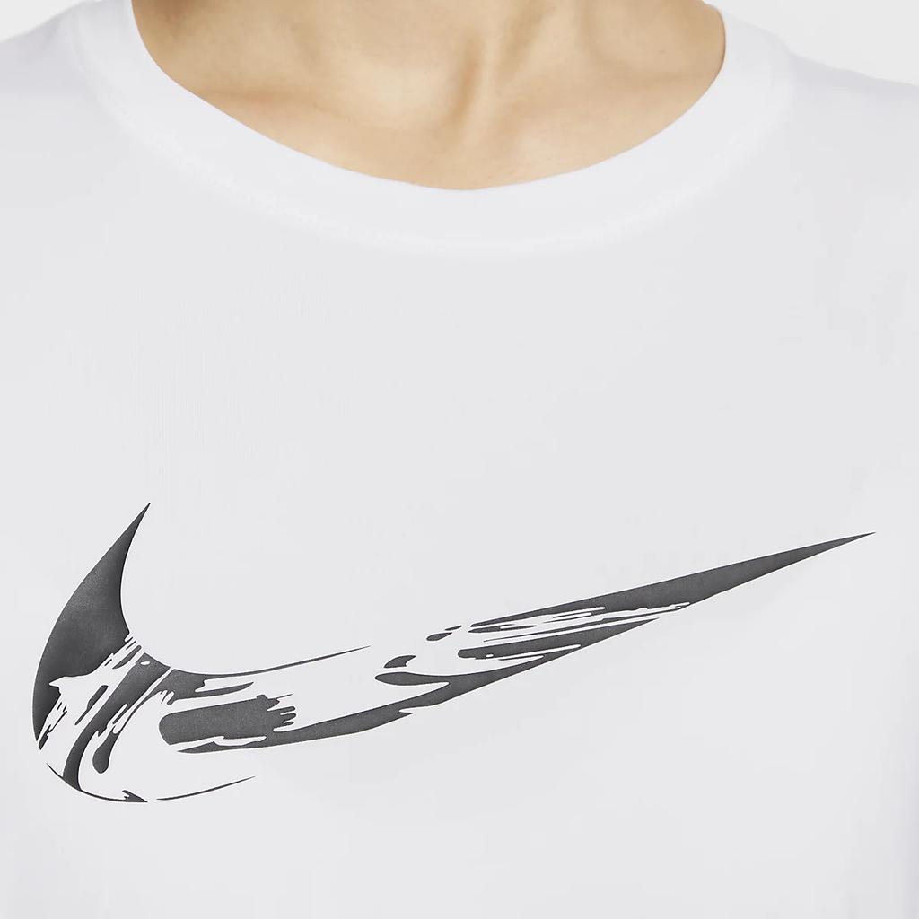 Nike Женская футболка с коротким рукавом Dri-Fit с логотипом Swoosh для улицы, повседневная, спортивная, белая FV6374-100