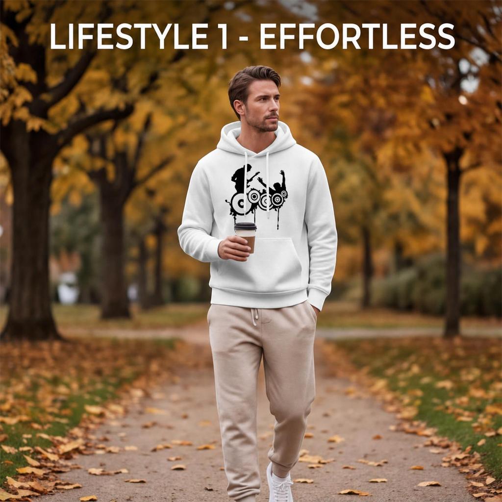 Men's Polyester Hoodie | Music Theme Design, Comfortable & Skin-Friendly, Versatile Casual Style for Daily Outings, Outdoor Wear & Halloween