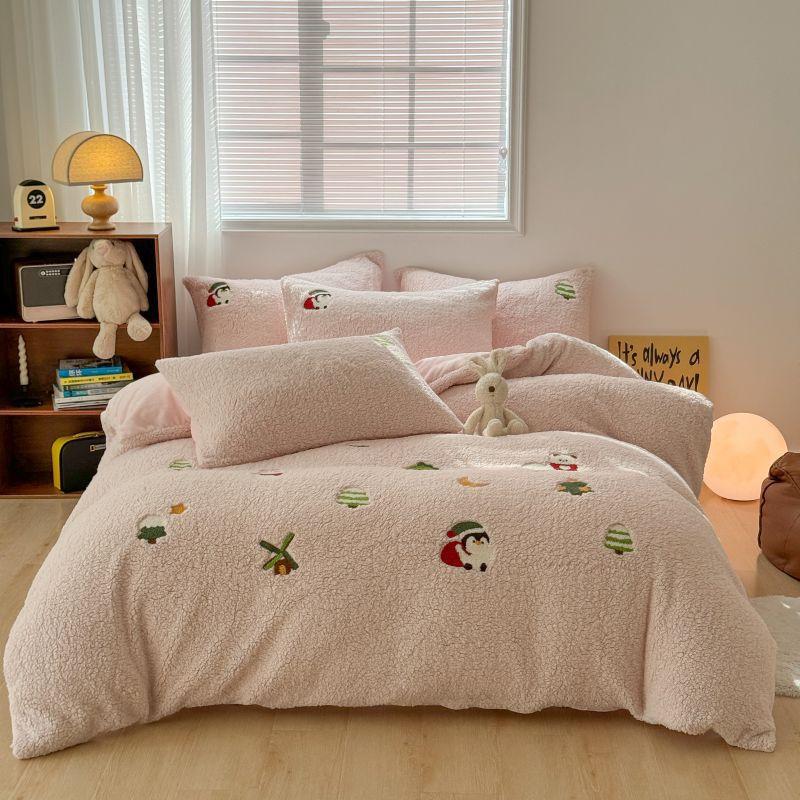 Thickened Milk Fleece Bed Four-Piece Set Of Flannel Bedding Three Pieces Of Fleece Coral Fleece Sheets