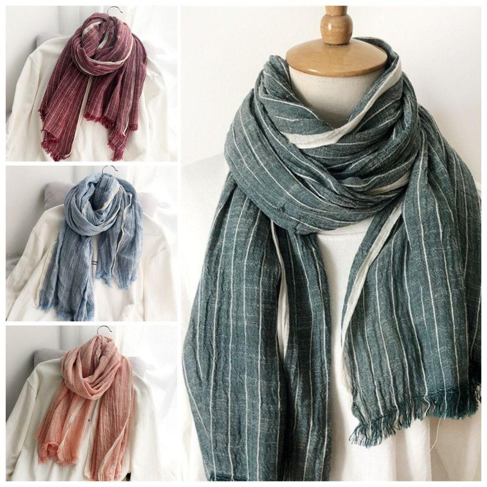 Thicken Striped Pleated Shawl Windproof Men Scarf High Quality Winter Cashmere Scarf Unisex