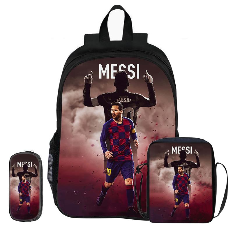 Футбольная звезда Рюкзак детский Mochila Спортивный Школьный портфель Набор из 3 шт. Рюкзак Наплечные сумки Пеналы M-Messi Портфель Детский Подарок